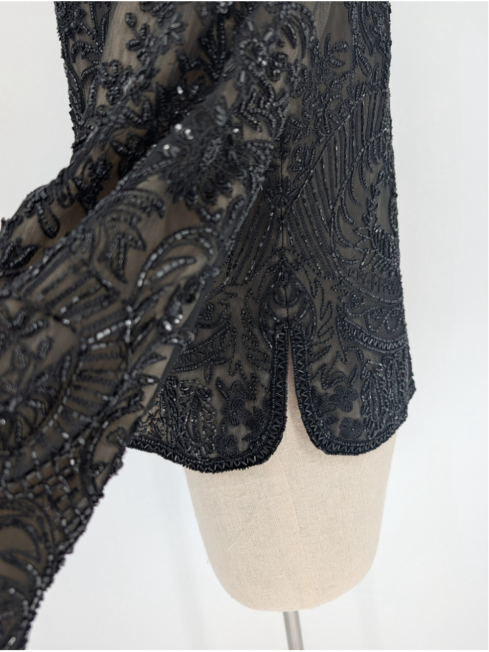 Vintage Adrianna Papell Evening Black Beaded Silk Jacket 90s Size L Y2K Formal - Picture 11 of 16